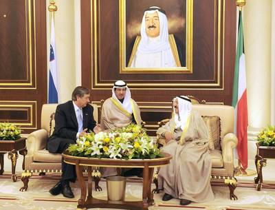 Slovenian President Dr Danilo Türk meets Sheikh Sabah Al-Ahmad Al-Jaber Al-Sabah, Emir of the State of Kuwait (FA BOBO)