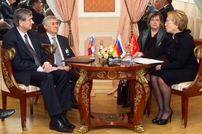 President Dr Danilo Türk meets with St. Petersburg's Mayor and Governor, Valentina Matviyenko (Photo: Stanko Gruden/STA)