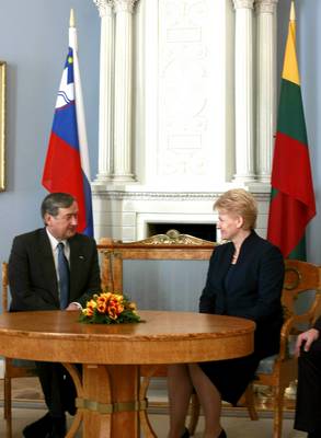 Lithuanian President Dr Dalia Grybauskaitė receives President Danilo Türk of Slovenia (photo: Tina Kosec/STA)