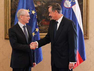 The President of the Republic of Slovenia, Danilo Türk, receives the President of the European Council, Herman Van Rompuy (photo: Stanko Gruden/STA)