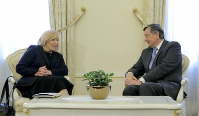 The President of the Republic of Slovenia Dr. Danilo receives the Prime Minister of the Slovak Republic Dr. Iveta Radičova, while on an official visit to the Republic of Slovenia (photo: Daniel Novakovič/STA)