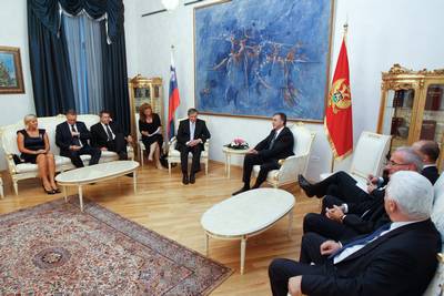 Plenary talks between the delegations of Montenegro and the Republic of Slovenia led by the President of Montenegro, Filip Vujanović, and the President of the Republic of Slovenia, Dr Danilo Türk (photo: Stanko Gruden/STA)