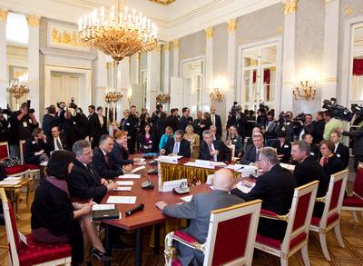 Slovenian President, Danilo Türk, participated at the plenary sessions of the informal meeting of the Arraiolos Group (photo: Stanko Gruden/STA)