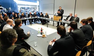 The President of the Republic of Slovenia, Dr Danilo Türk, delivers his introductory lecture at the round table "Slovenia in the European Union and in the international community" (photo: Stanko Gruden/STA)