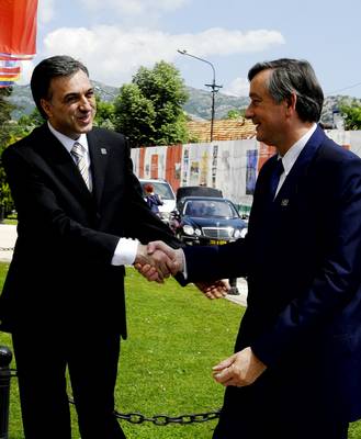 The President of the Republic, Dr Danilo Türk, met with the President of Montenegro, Filip Vujanović, on the margins of the Regional Summit Forum of Heads of State of South-East Europe (FA BOBO)