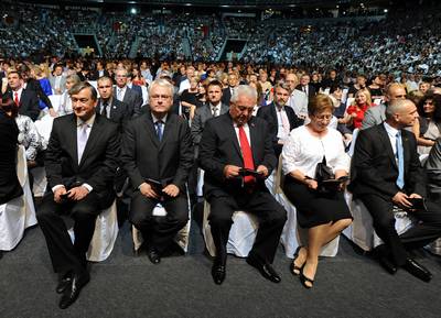 The President of the Republic of Slovenia, Dr Ivo Josipović and the President of the Republic of Slovenia, Dr Danilo Türk, attend the concert of Gustav Mahler's Symphony of a Thousand under the baton of Valery Gergiev (photo: Tamara Pollak/Office of the President of the Republic of Croatia)