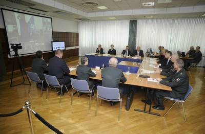 President of the Republic and the Commander-in-Chief of the Slovenian Armed Forces, Dr Danilo Türk, holds a video conference and addresses members of the Slovenian Armed Forces deployed on international operations, missions and at military representations abroad (photo: Nebojša Tejić)