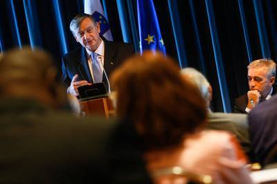 Predsident of the Republic of Slovenia, Dr Danilo Türk, at the 9th International Association of Refugee Law Judges (IARLJ) World Conference "Between Border Control, Security Concerns and International Protection: A Judicial Perspective" (photo: Stanko Gruden/STA)