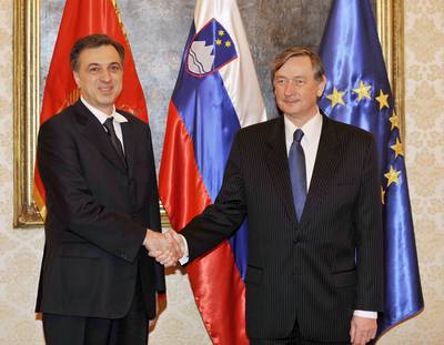 Slovenian President Dr Danilo Türk receives Montenegrin President Filip Vujanović (FA BOBO)