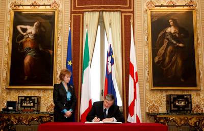 Meeting of the Slovenian President, Dr Danilo Türk, and the Mayor of Milan, Letizia Moratti (photo: Stanko Gruden/STA)