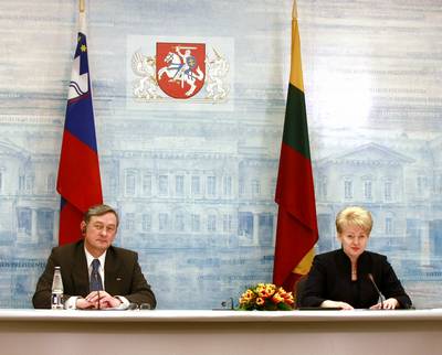 Lithuanian President Dr Dalia Grybauskaitė receives President Danilo Türk of Slovenia (photo: Tina Kosec/STA)