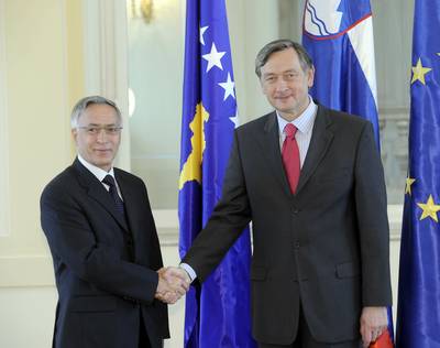 President of the Republic of Slovenia, Dr Danilo Türk, receives President of the Assembly of the Republic of Kosovo, Jakup Krasniqi (FA BOBO)