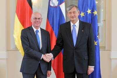 President of the Republic of Slovenia Dr Danilo Türk meets President of the Parliament of the Federal Republic of Germany Dr Norbert Lammert (photo: Tamino Petelinšek/STA)
