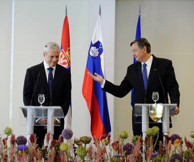 The President of Slovenia, Dr Danilo Türk, receives the President of Serbia, Boris Tadić (FA BOBO)