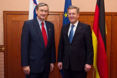 Bilateral meeting of the President of the Republic of Slovenia with the President of the Federal Republic of Germany, Mr Christian Wulff (photo: Stanko Gruden/STA)