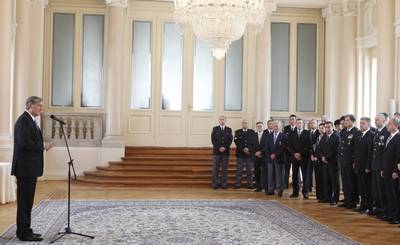 The President of the Republic of Slovenia and Commander-in-Chief of the Defence Forces, Danilo Türk, hosted a reception to mark the International Day of United Nations Peacekeepers and all missions deployed with the approval of the UN for Slovenian members of missions (photo: Tina Kosec/STA)