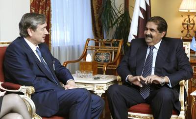 The President of the Republic of Slovenia Dr. Danilo Türk met with His Highness Emir of the state of Qatar Sheikh Hamad bin Khalifa Al Thani (photo: Stanko Gruden/STA)