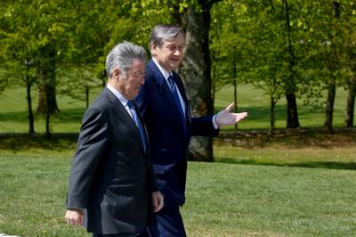 President of the Republic of Slovenia, Dr Danilo Türk, recieves the Federal President of the Republic of Austria, Dr Heinz Fischer (photo: Stanko Gruden/STA)