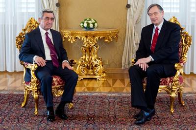 President of the Republic of Slovenia Dr Danilo Türk receives President of the Republic of Armenia Serzh Sargsyan (photo: Stanko Gruden/STA)