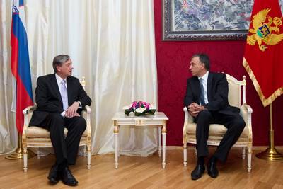Montenegrin President Filip Vujanović receives Slovenian President Dr Danilo Türk (photo: Stanko Gruden/STA)