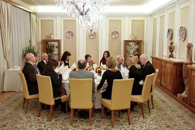 The President of the Republic of Slovenia, Dr Danilo Türk, receiving the Commissioner for Human Rights of the Council of Europe, Thomas Hammarberg, for a discussion and working dinner last night (photo: Stanko Gruden/STA)