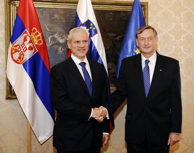 The President of Slovenia, Dr Danilo Türk, receives the President of Serbia, Boris Tadić (FA BOBO) 