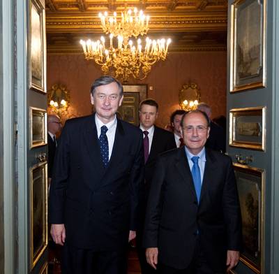 Meeting of the Slovenian President, Dr Danilo Türk, and the President of the Senate of the Italian Republic, Renato Schifani (photo: Stanko Gruden/STA)