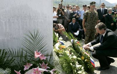 Slovenian President Dr Danilo Türk attends the ceremony of mourning to commemorate the 15th anniversary of the Srebrenica genocide (photo: Tina Kosec/STA)
