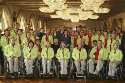 The President of the Republic of Slovenia, Dr Danilo Türk, hosts a reception for the Slovenian Paralympic team on their return from the 13th Beijing 2008 Summer Paralympic Games (FA BOBO)