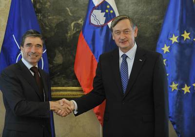 The President of the Republic of Slovenia, Dr Danilo Türk, receives NATO Secretary General, Anders Fogh Rasmussen (FA BOBO)