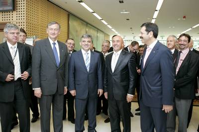 President of the Republic of Slovenia Dr Danilo Türk and President of the Republic of Turkey Abdullah Gül attending the Slovenian-Turkish Business Conference (photo: Tina Kosec/STA)