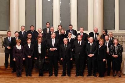 The President of the Republic of Slovenia, Dr Danilo Türk, receives representatives of the Slovenian national communities from Austria, Croatia, Italy and Hungary to mark the Slovenian Cultural Holiday (photo: Stanko Gruden/STA)
