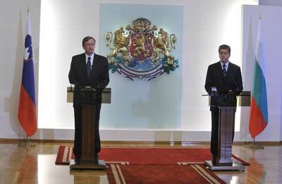 The President of the Republic of Bulgaria, Georgi Parvanov, receives the President of the Republic of Slovenia, Dr Danilo Türk (FA BOBO)