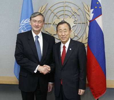 The President of the Republic of Slovenia Dr. Danilo Türk met with Secretary-General of the United Nations Organization Ban Ki-moon (photo: Stanko Gruden/STA)