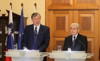 President of the Republic of Slovenia Dr Danilo Türk was received by the President of the Republic of Cyprus Dimitris Christofias (photo: Daniel Novakovič/STA)
