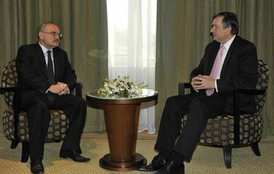 The President of the Republic of Slovenia, Dr Danilo Türk, meets the Azerbaijani Prime Minister, Artur Rasizade (FA BOBO)