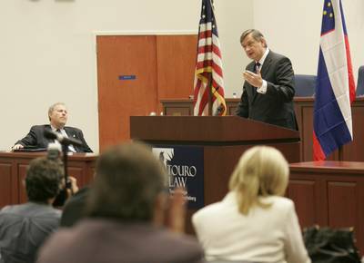The President of the Republic of Slovenia, Dr Danilo Türk delivers a lecture at Touro Law College on the 60th anniversary of the adoption of the Universal Declaration of Human Rights (FA BOBO)