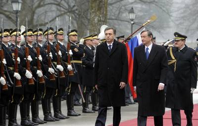 Slovenian President Dr Danilo Türk receives Montenegrin President Filip Vujanović (FA BOBO)