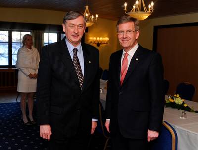 The President of the Republic of Slovenia, Dr Danilo Türk, has a bilateral meeting with the President of the Federal Republic of Germany, Christian Wulff (photo: Nebojša Tejić/STA)