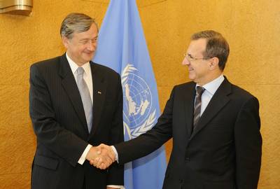 President Türk meets the Director-General of the UN Office in Geneva, Sergei Ordzhonikidze (FA BOBO)