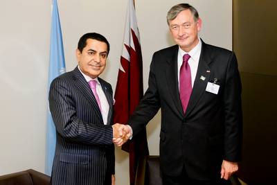Meeting of the President of the Republic of Slovenia, Dr Danilo Türk, with the President of the United Nations Organization General Assembly Nassir Abdulaziz al-Nasser (photo: Stanko Gruden/STA)