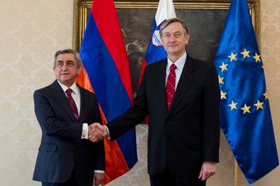 President of the Republic of Slovenia Dr Danilo Türk receives President of the Republic of Armenia Serzh Sargsyan (photo: Stanko Gruden/STA)