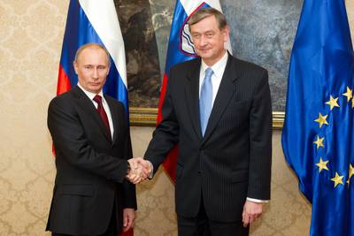 The President of the Republic of Slovenia, Dr Danilo Türk, receives the Russian Prime Minister, Vladimir Putin (photo: Daniel Novakovič/STA)