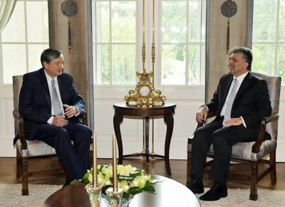 The President of the Republic of Turkey, Abdullah Gül, receives the President of the Republic of Slovenia, Dr Danilo Türk (FA BOBO)