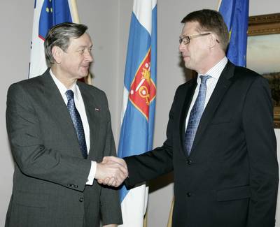 Slovenian President Dr Danilo Türk meets Finnish Prime Minister Matti Vanhanen (photo: Tina Kosec/STA)