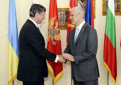The President of the Republic of Slovenia, Dr Danilo Türk, meets the President of the Republic of Serbia, Boris Tadić (FA BOBO)