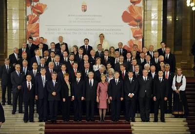 Slovenian President Dr Danilo Türk attended a ceremony in Budapest on the 20th anniversary of the beginning of the collapse of the Iron Curtain (FA BOBO)