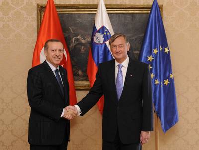 The President of the Republic of Slovenia, Danilo Türk, receives the Prime Minister of the Republic of Turkey, Recep Tayyip Erdoğan (photo: Nebojša Tejić/STA)