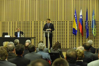 President Türk  and Presidency Chairman Komšić attending a business conference of entrepreneurs from Slovenia and Bosnia and Herzegovina (FA BOBO)