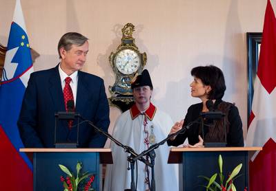 President of the Swiss Federation Doris Leuthard receives President of the Republic of Slovenia Dr Danilo Türk (Foto: Stanko Gruden/STA)